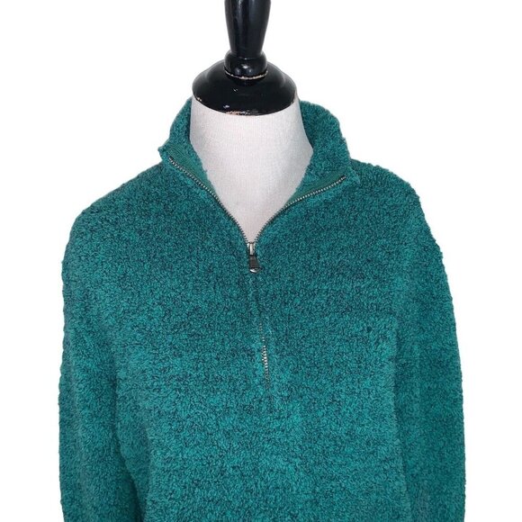 Natural Reflections Women's S Small 1/4 Zip Mock Neck Sweater Green Plush Soft - Picture 2 of 7